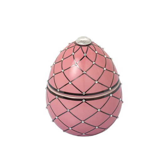 Pink egg with silver stripes